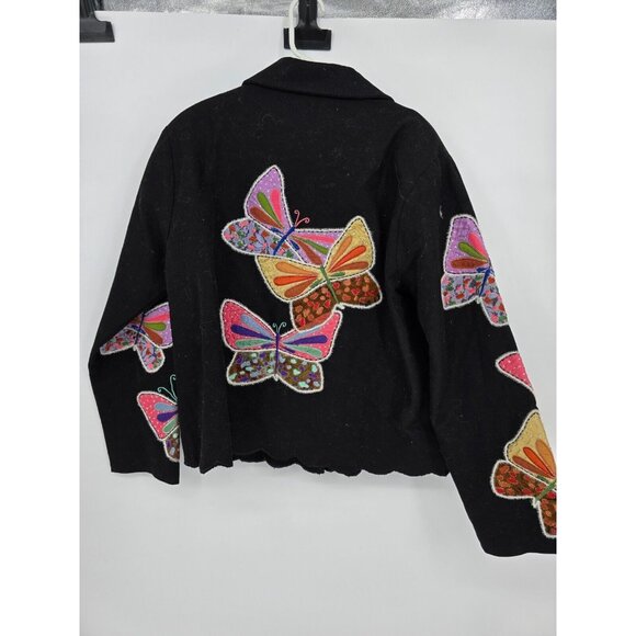 Daniel K New York USA Size XL Jacket Black Embroidered Butterfly Button Up - Picture 4 of 5